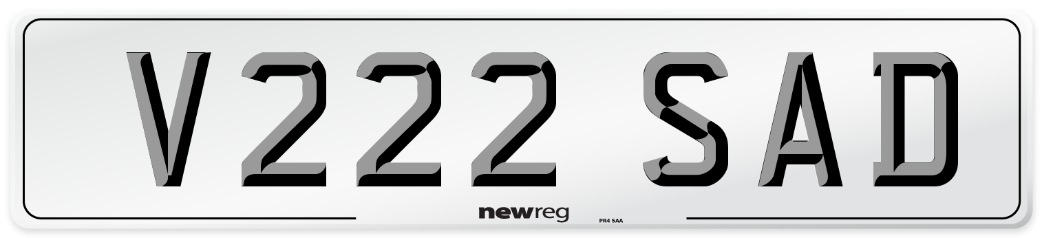 V222 SAD Number Plate from New Reg